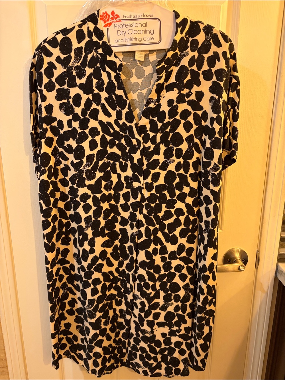 H&M Black Leopard Printed V-Neck Tunic